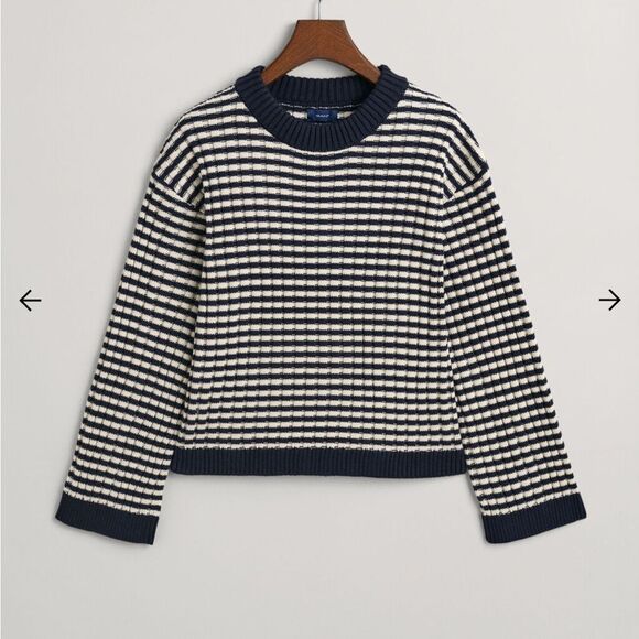 Gant Striped Cotton Rib Crew Neck Sweater XL NWT - Picture 1 of 5